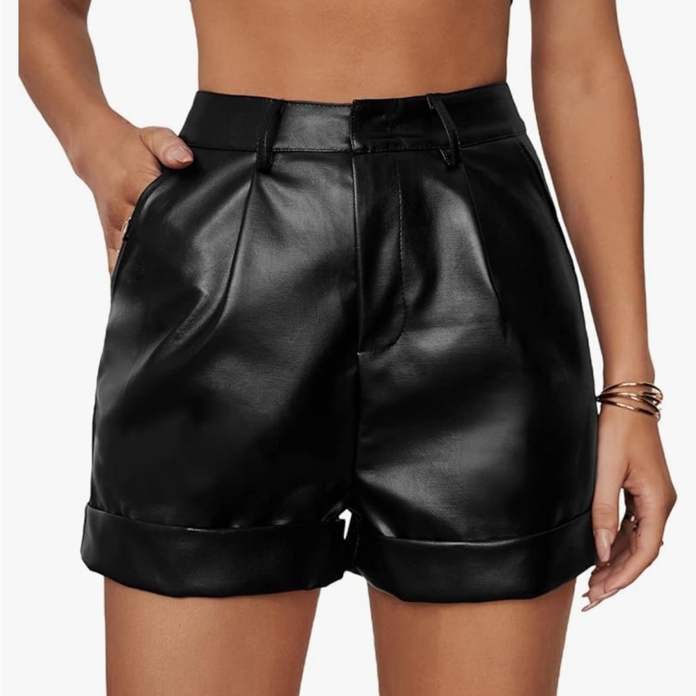 Amazon Black Leather Shorts